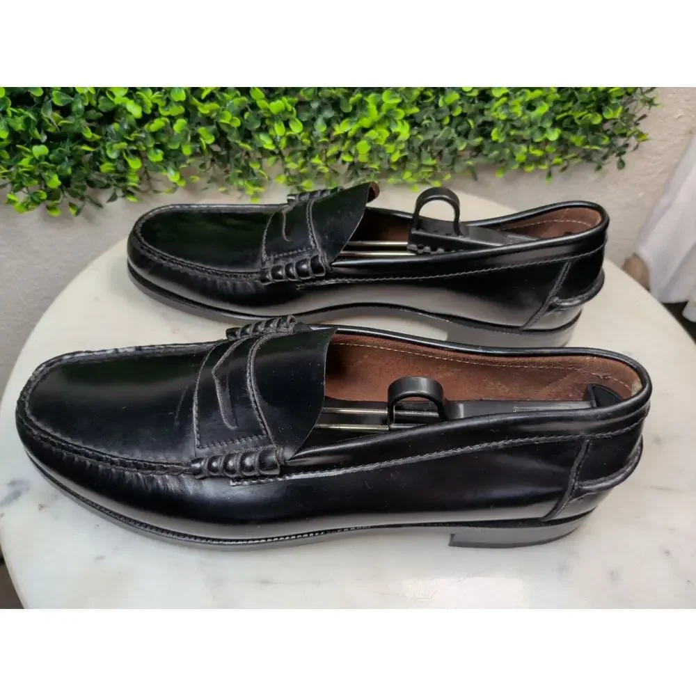 Florsheim Black Leather Penny Loafers Men's US 9.5 D Slip On Dress Shoes